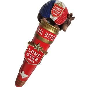 Lone Star Beer Tall Armadillo 12" Beer Tap Handle Pull Texas Red Keg Bar